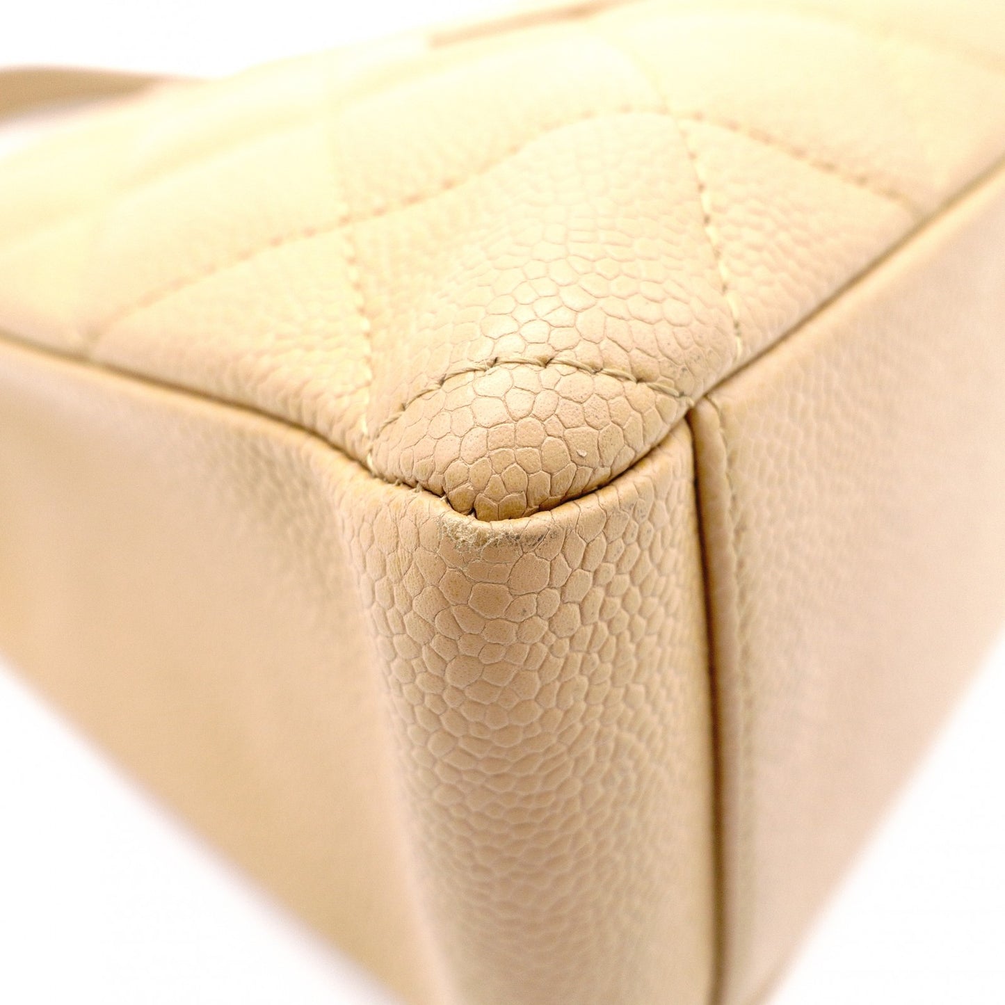 CHANEL PST Matelassé Shoulder Bag, Leather, Beige, Gold Hardware