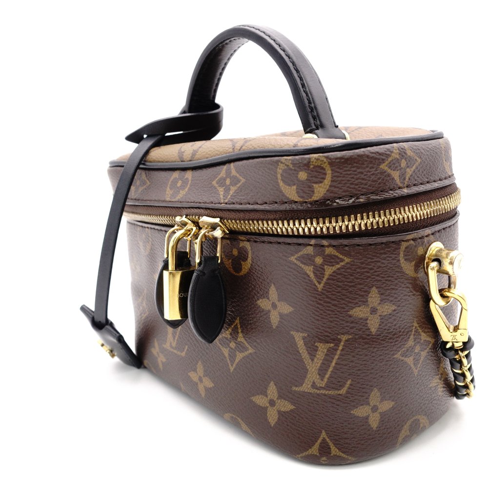 LOUIS VUITTON Monogram Reverse Vanity Handbag 2-Way Brown Tone Shoulder Bag PVC R8011023