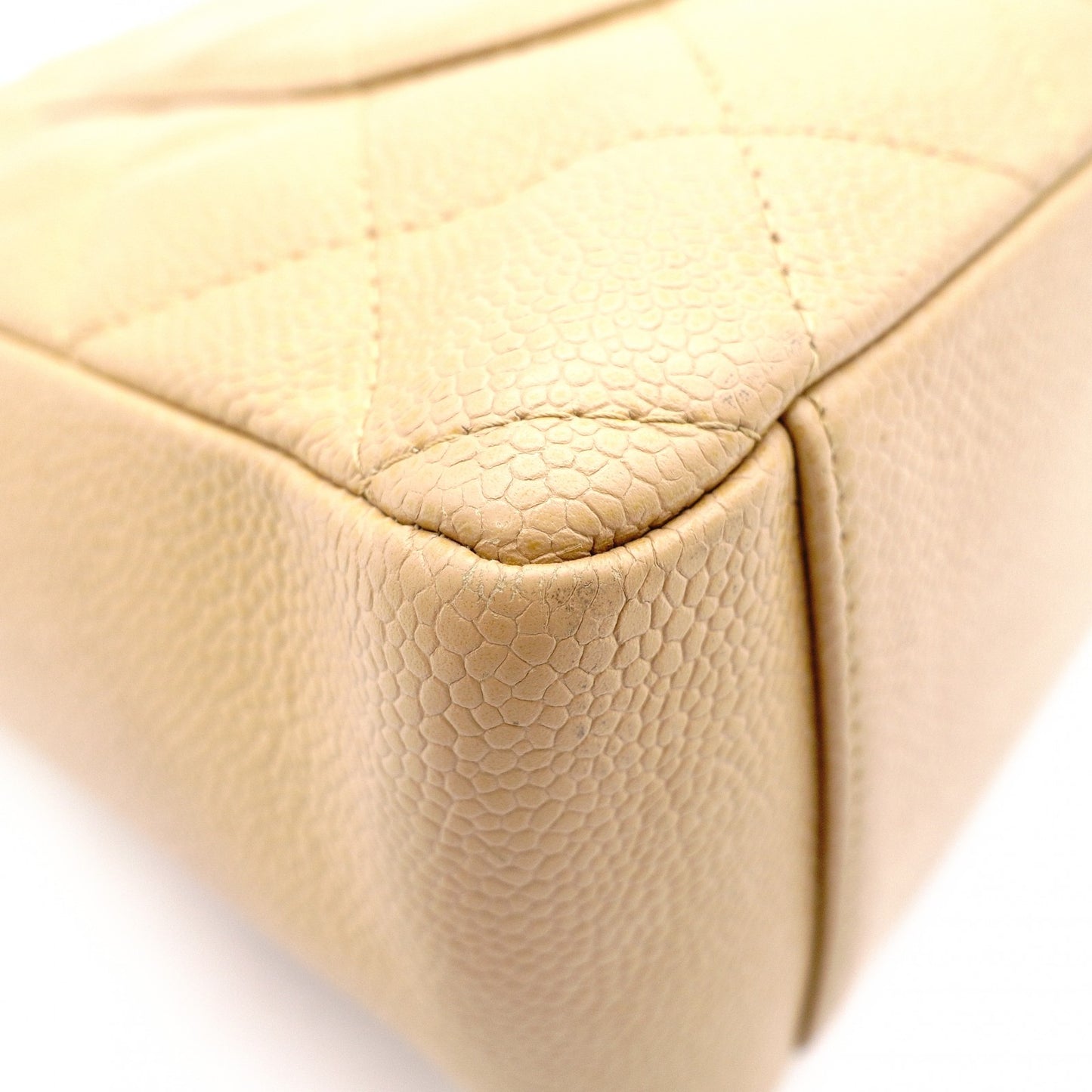 CHANEL PST Matelassé Shoulder Bag, Leather, Beige, Gold Hardware