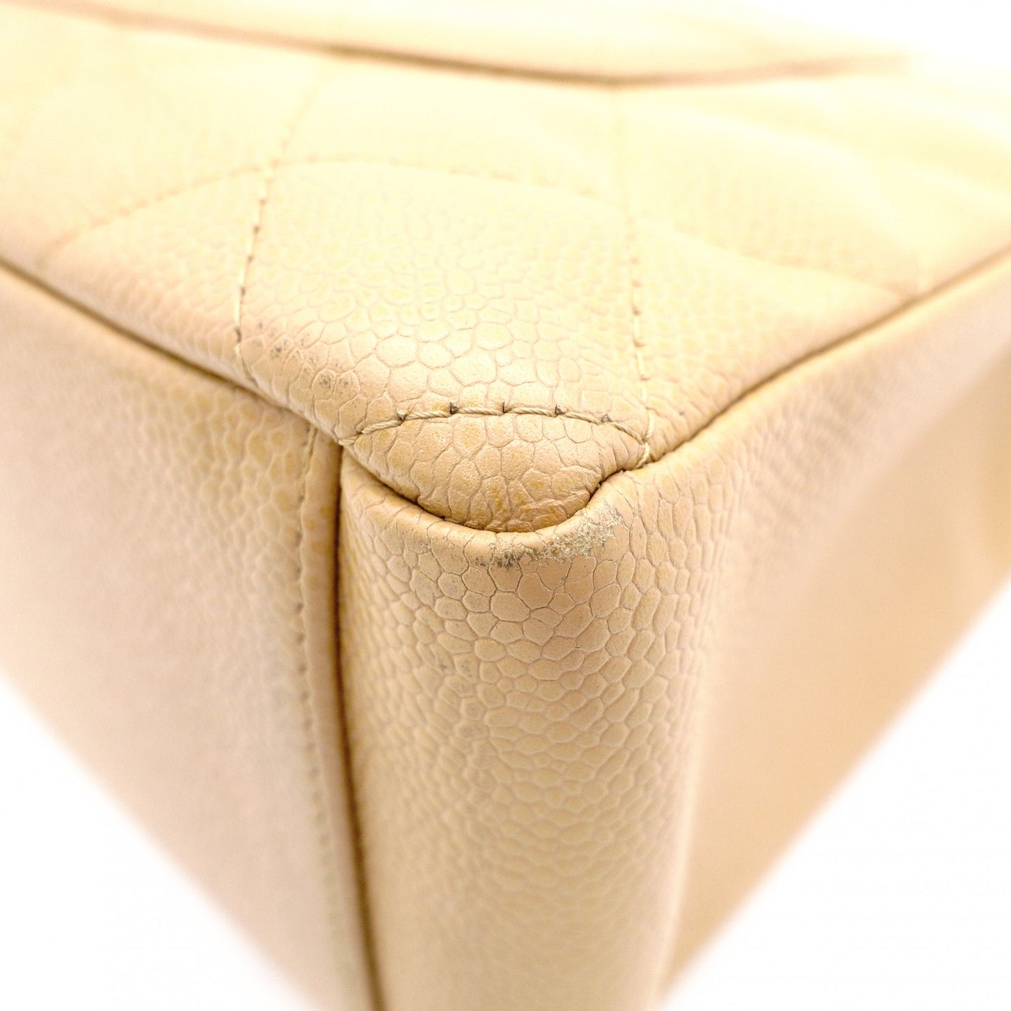 CHANEL PST Matelassé Shoulder Bag, Leather, Beige, Gold Hardware
