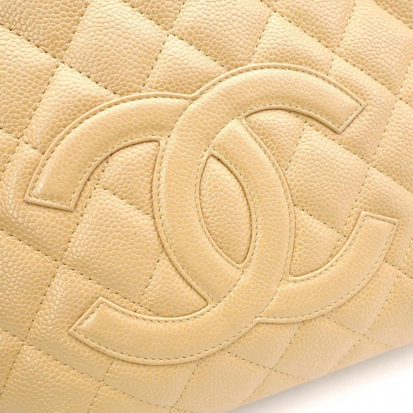 CHANEL PST Matelassé Shoulder Bag, Leather, Beige, Gold Hardware