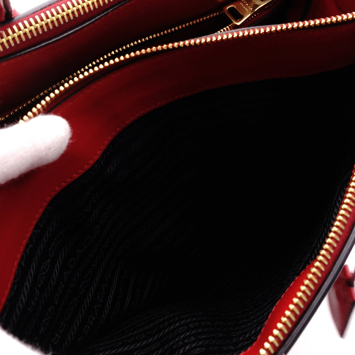 PRADA Paradigm Tote Saffiano Leather Handbag, Red, Women's, 2-Way, Gold Hardware