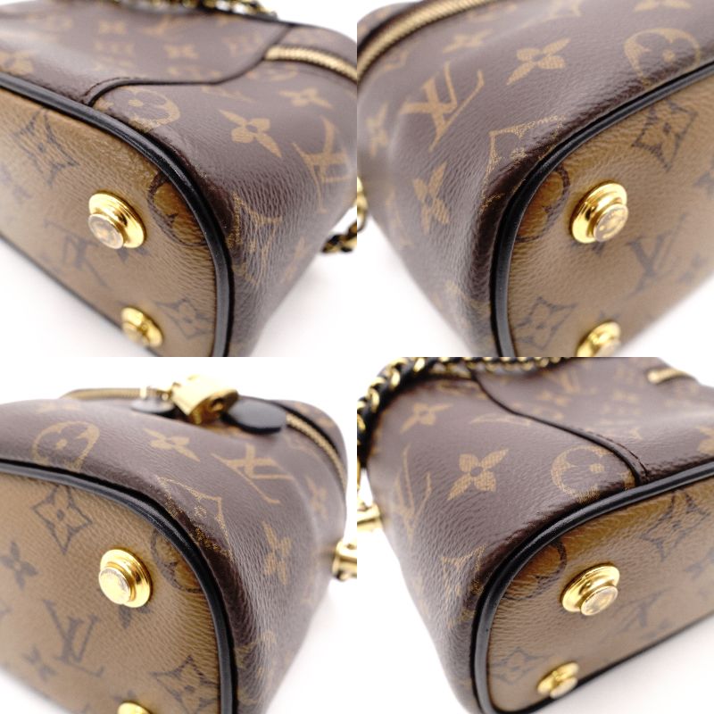 LOUIS VUITTON Monogram Reverse Vanity Handbag 2-Way Brown Tone Shoulder Bag PVC R8011023