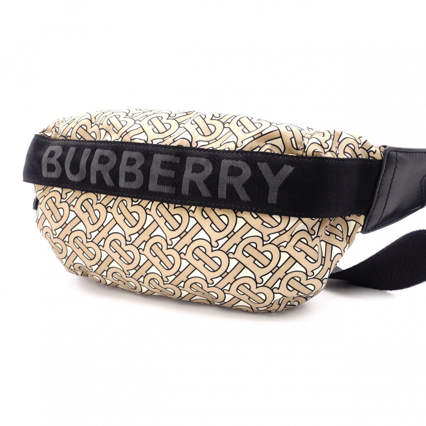 BURBERRY TB Monogram Body Bag, Canvas/Leather, Beige, Belt Bag