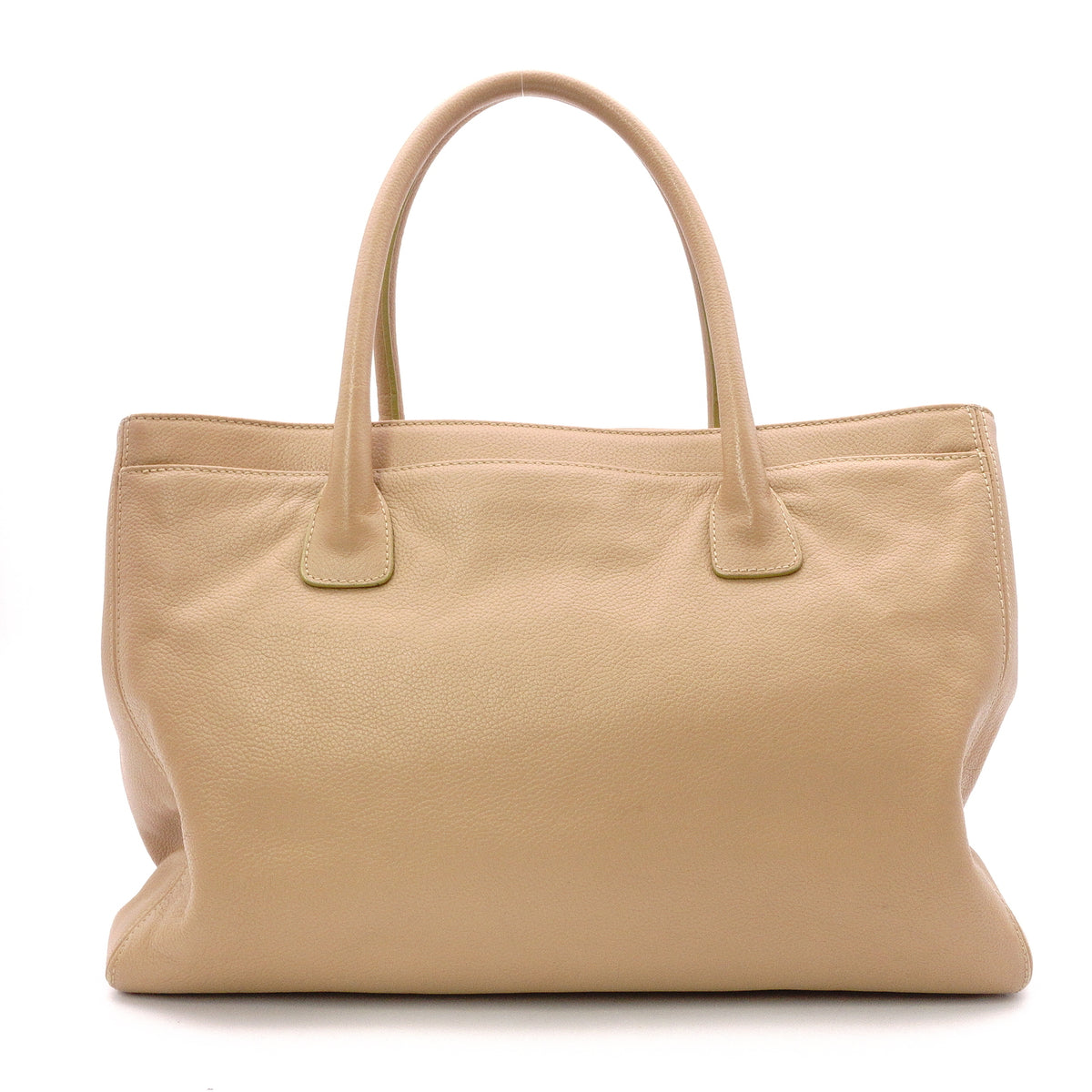 CHANEL Executive Tote Shoulder Bag, Leather, Beige, Women's, 2-Way, Gold Hardware