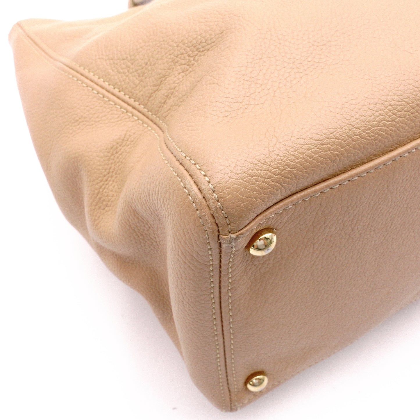 CHANEL Executive Tote Shoulder Bag, Leather, Beige, Women's, 2-Way, Gold Hardware