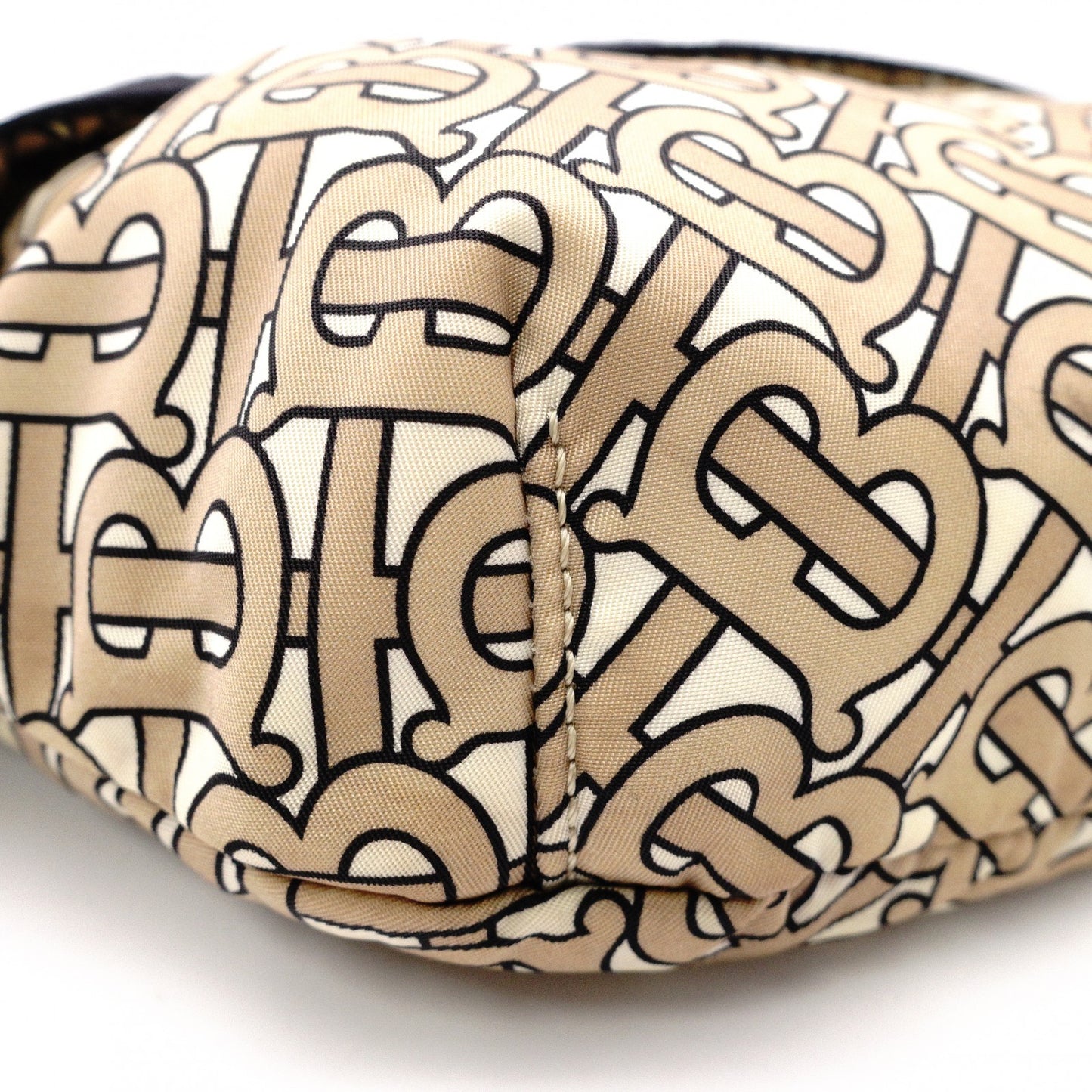 BURBERRY TB Monogram Body Bag, Canvas/Leather, Beige, Belt Bag