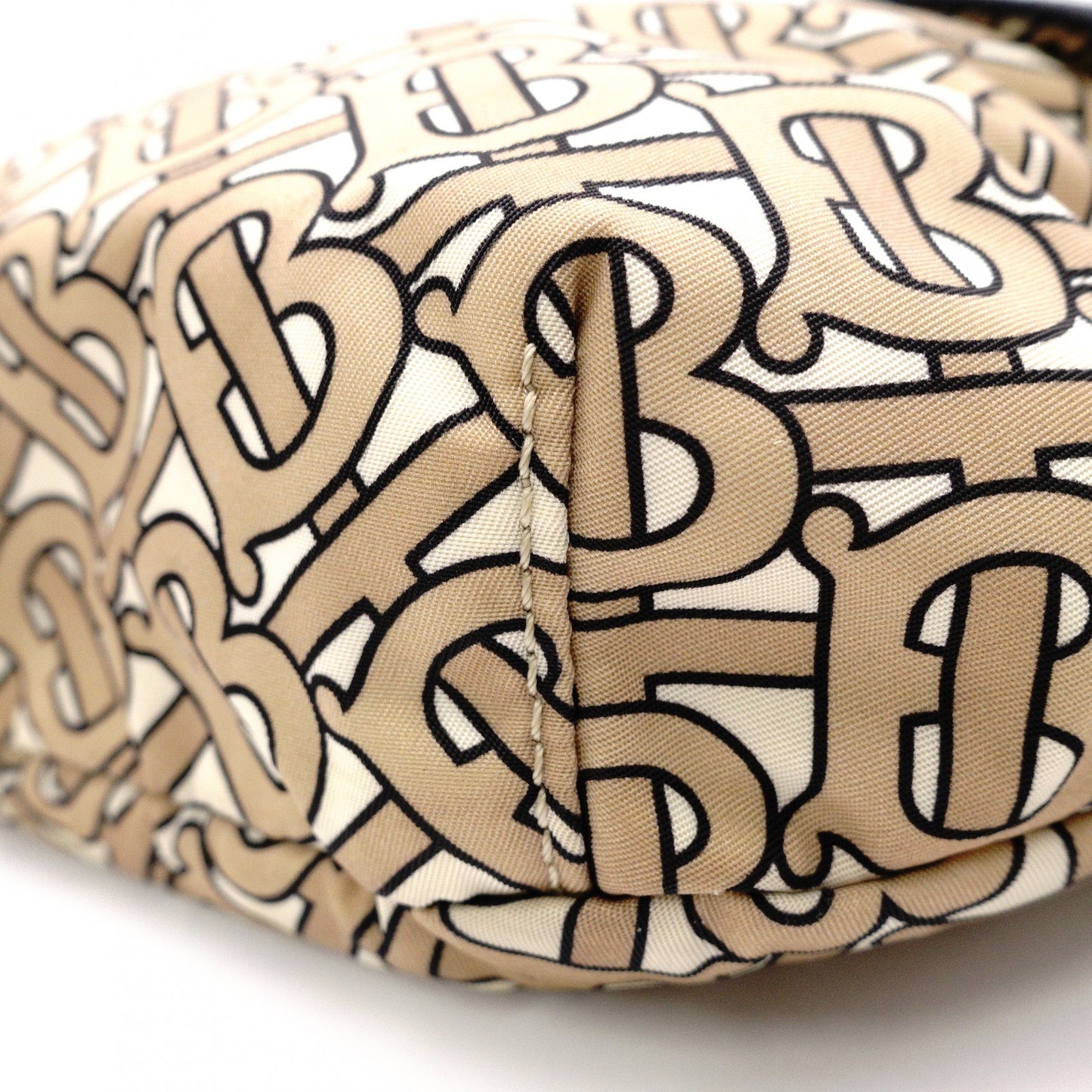 BURBERRY TB Monogram Body Bag, Canvas/Leather, Beige, Belt Bag