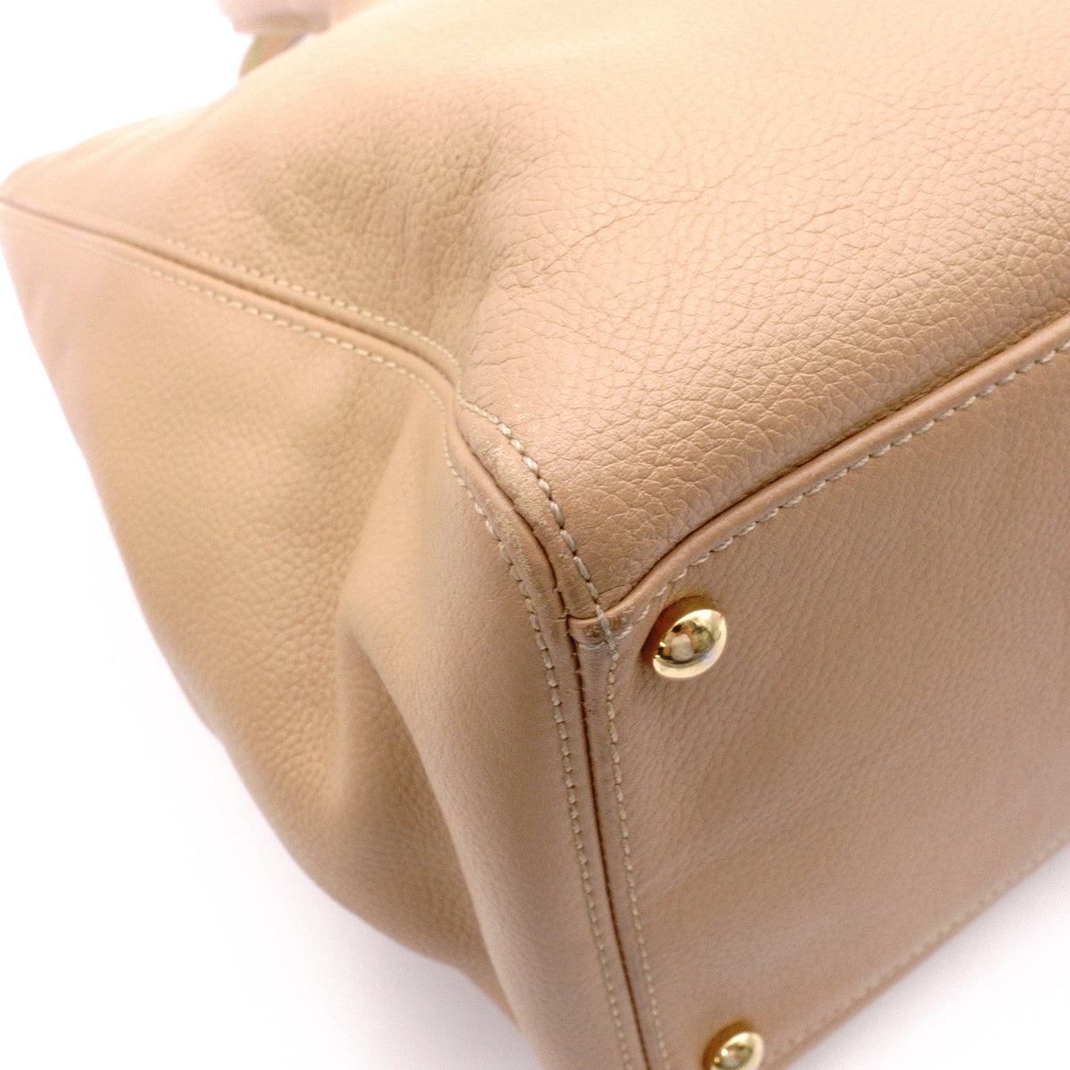 CHANEL Executive Tote Shoulder Bag, Leather, Beige, Women's, 2-Way, Gold Hardware