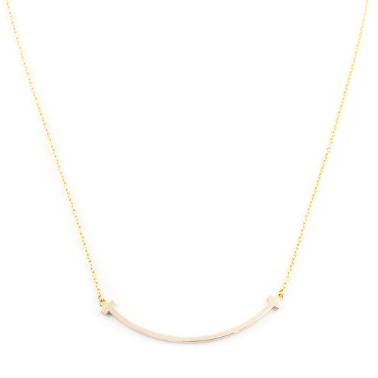 Tiffany & Co. T Smile Pendant Necklace 18K Gold Approx. 2.7g Gold 7-10-032