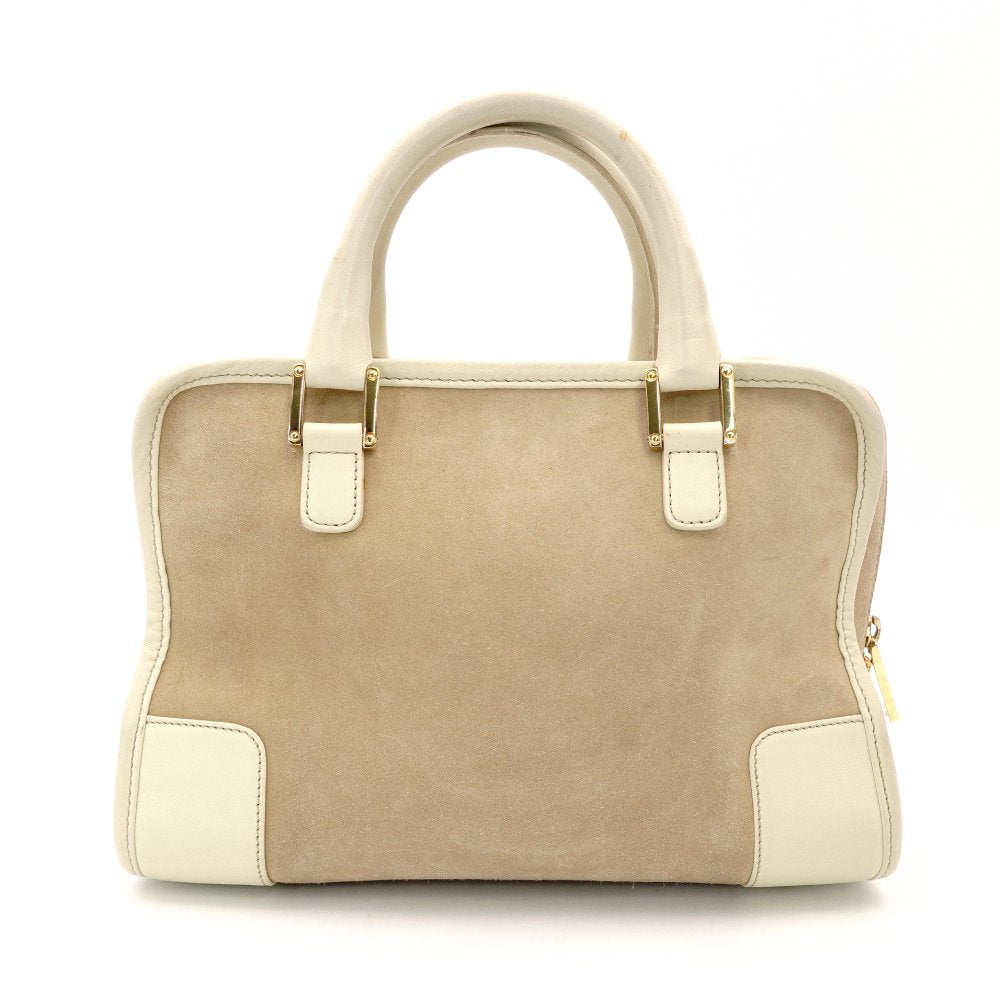 LOEWE Amazona 28 Handbag Suede Leather Beige Logo R8020471