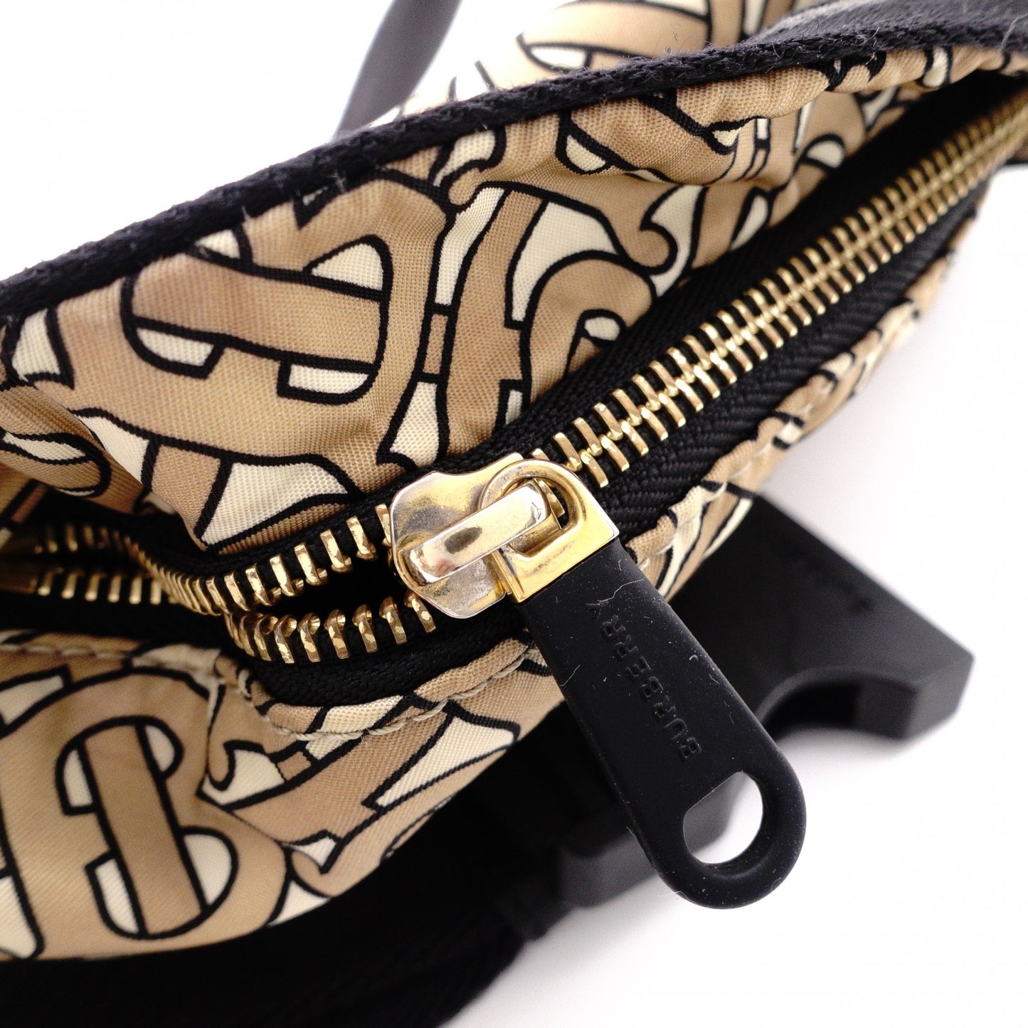 BURBERRY TB Monogram Body Bag, Canvas/Leather, Beige, Belt Bag