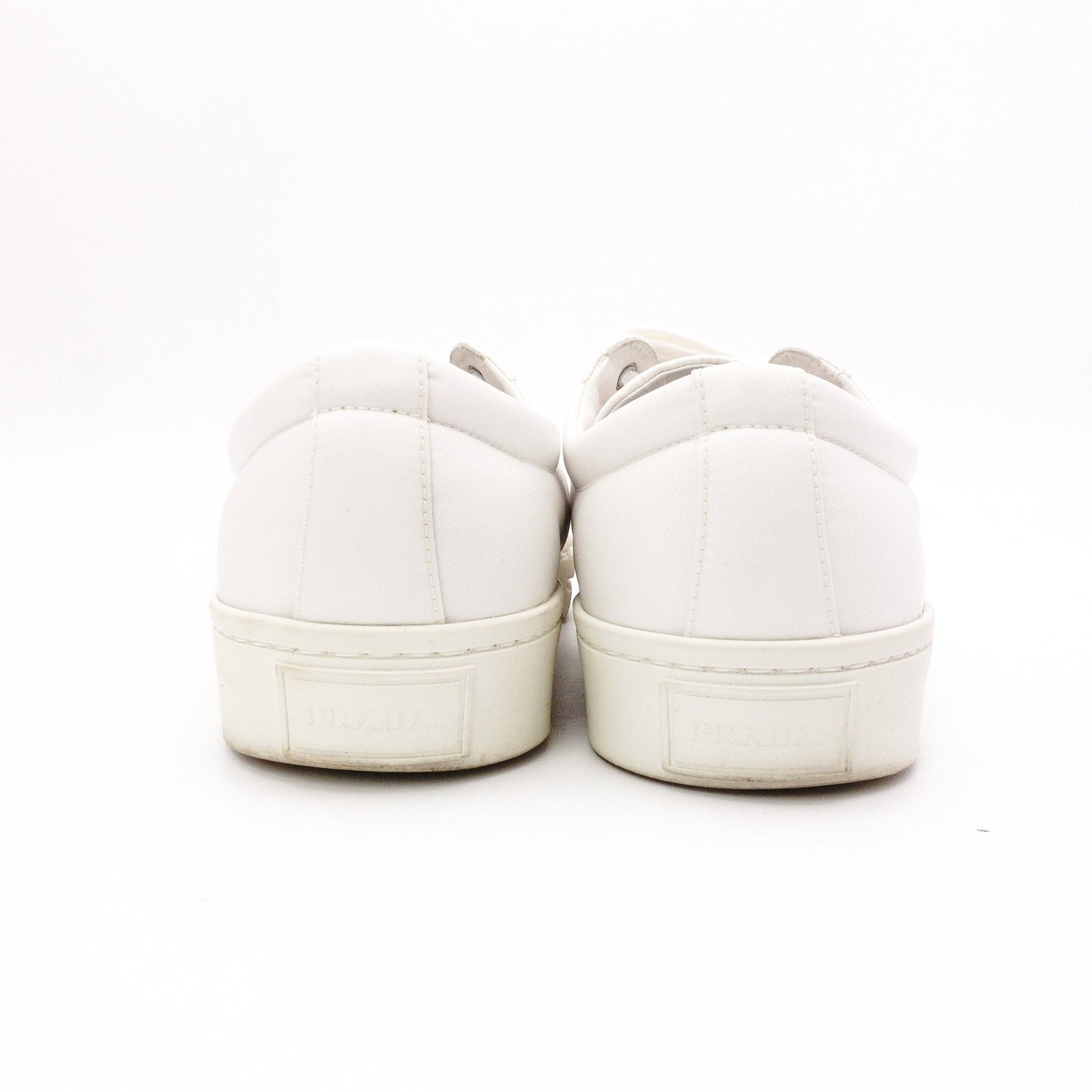 PRADA White Gabardine and Nylon Sneakers, Nylon, White, Women's, 7.5 (approx. 24.5 cm)