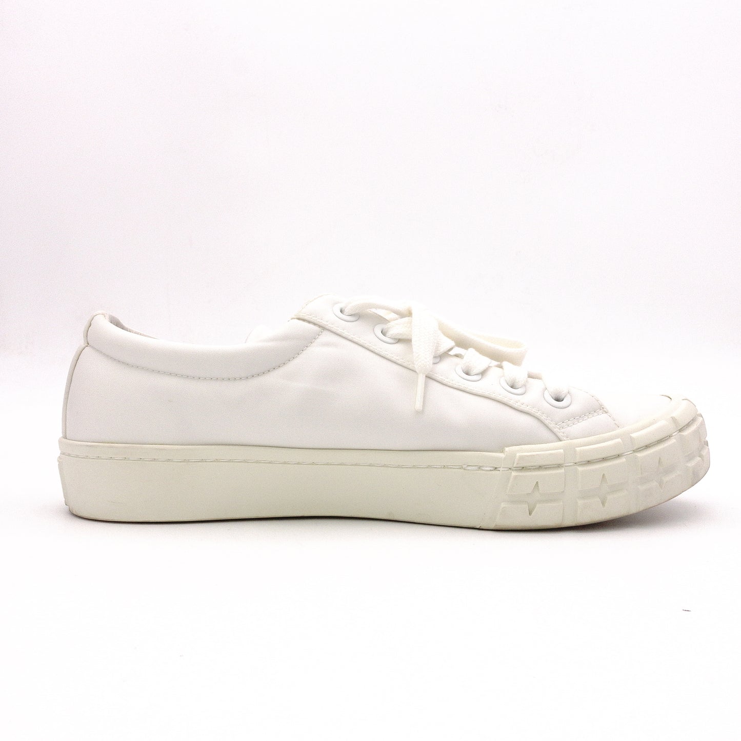 PRADA White Gabardine and Nylon Sneakers, Nylon, White, Women's, 7.5 (approx. 24.5 cm)
