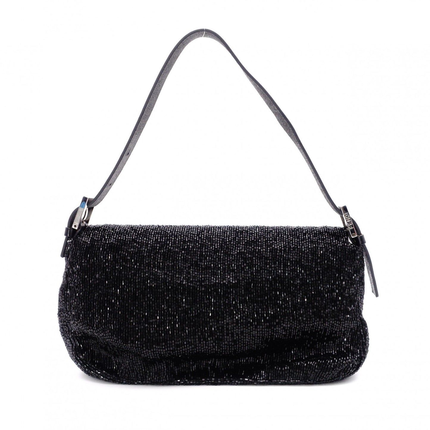 FENDI Mamma Bucket Shoulder Bag, Beads/Leather, Black, Silver Hardware