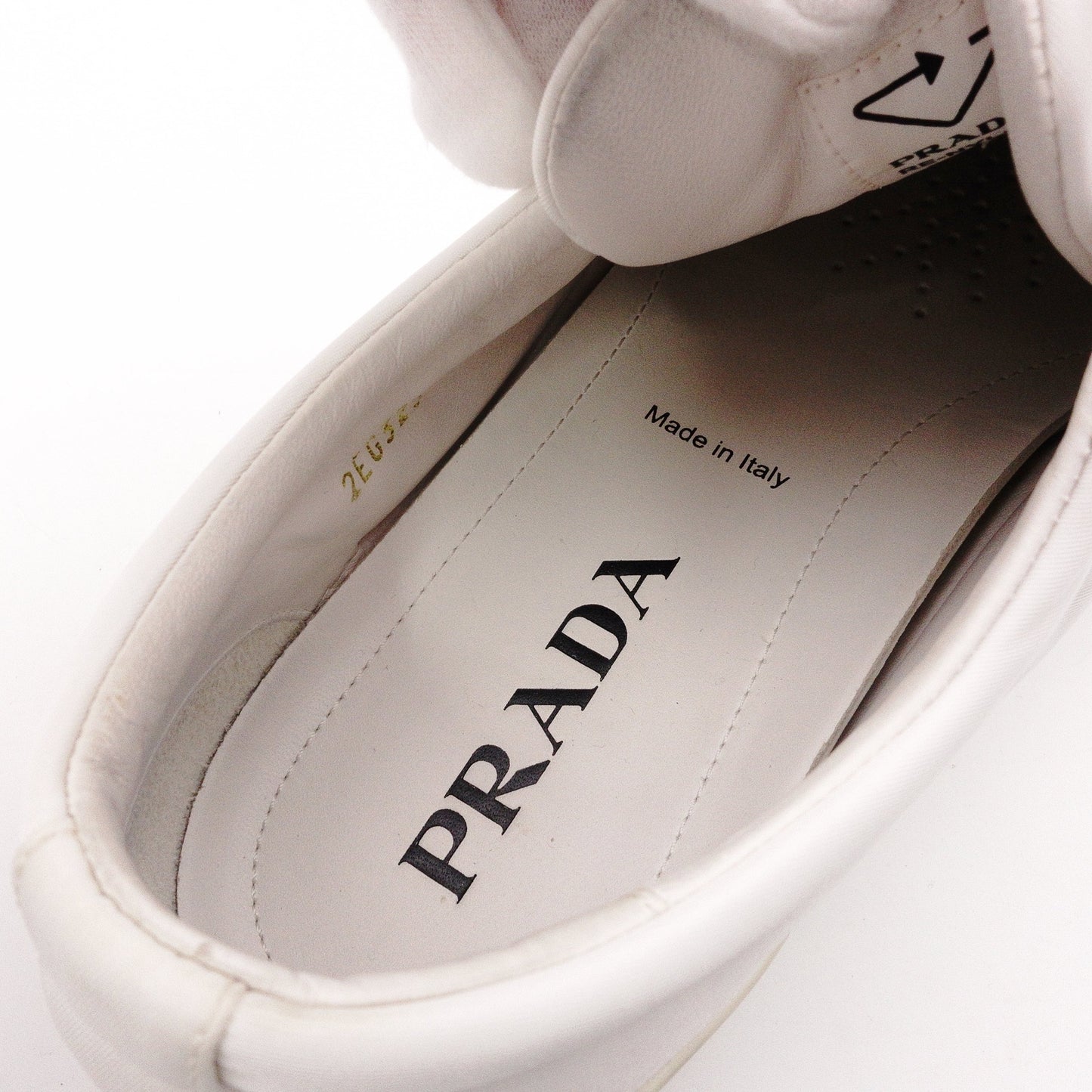PRADA White Gabardine and Nylon Sneakers, Nylon, White, Women's, 7.5 (approx. 24.5 cm)