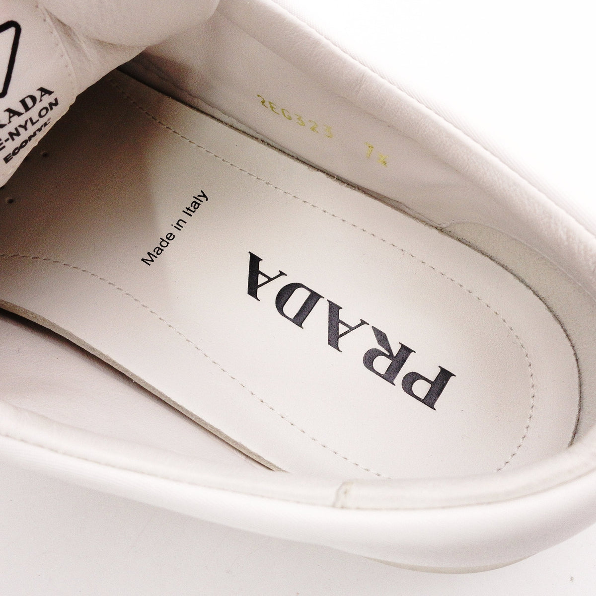 PRADA White Gabardine and Nylon Sneakers, Nylon, White, Women's, 7.5 (approx. 24.5 cm)