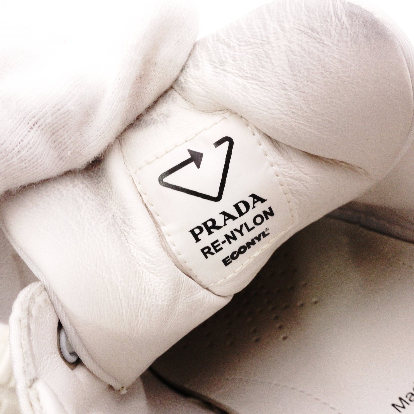 PRADA White Gabardine and Nylon Sneakers, Nylon, White, Women's, 7.5 (approx. 24.5 cm)