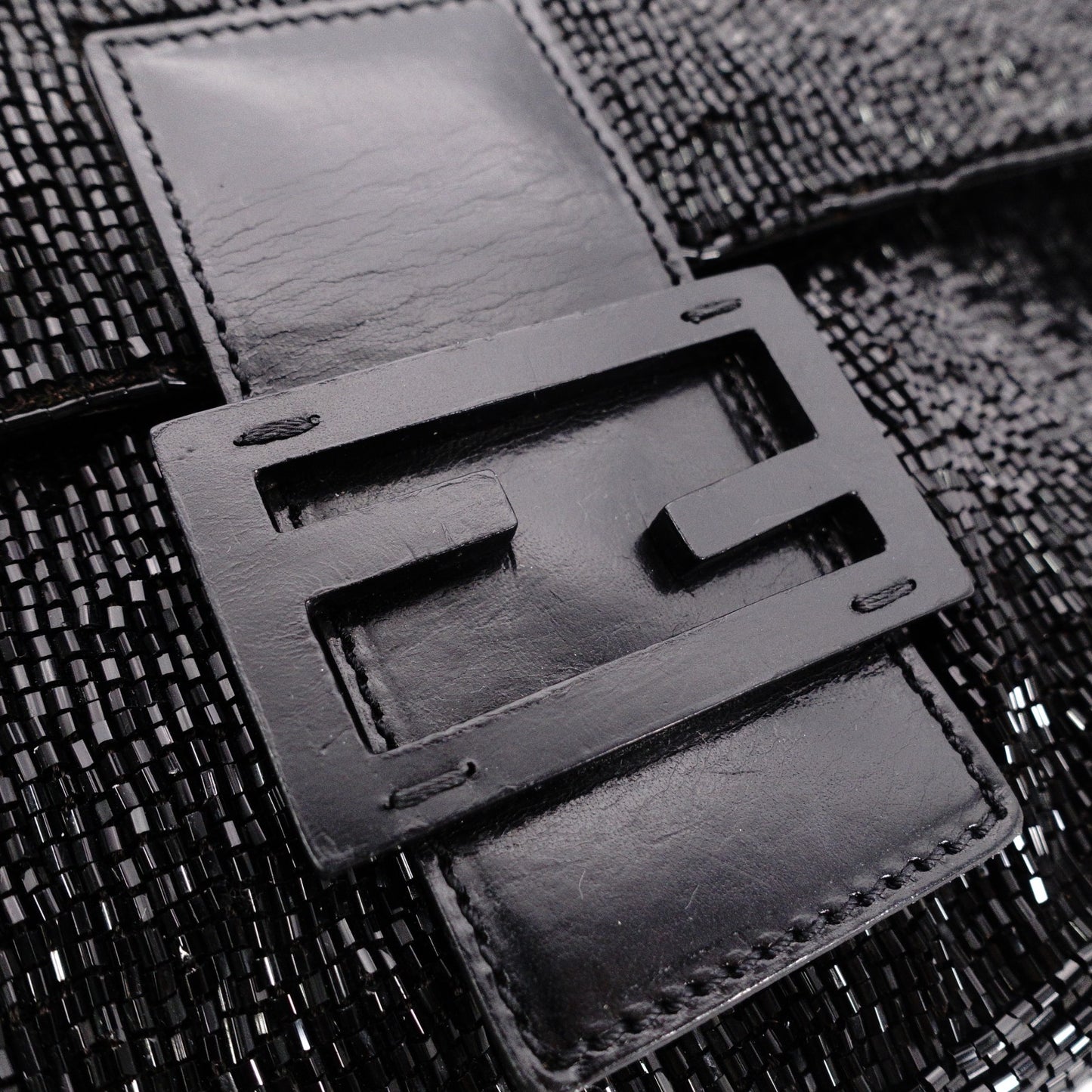 FENDI Mamma Bucket Shoulder Bag, Beads/Leather, Black, Silver Hardware