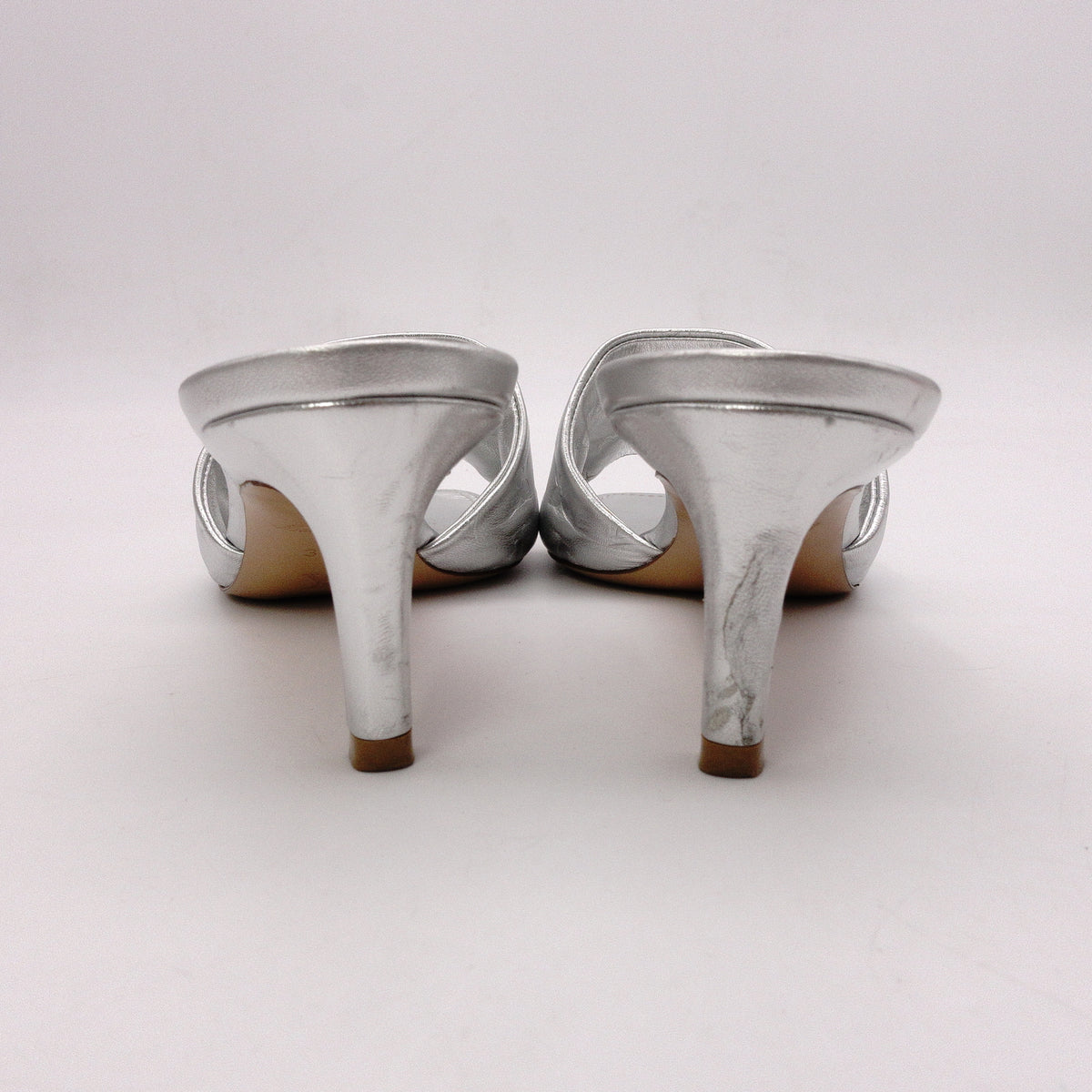 LOUIS VUITTON Revival Mules Sandals Silver leather Women