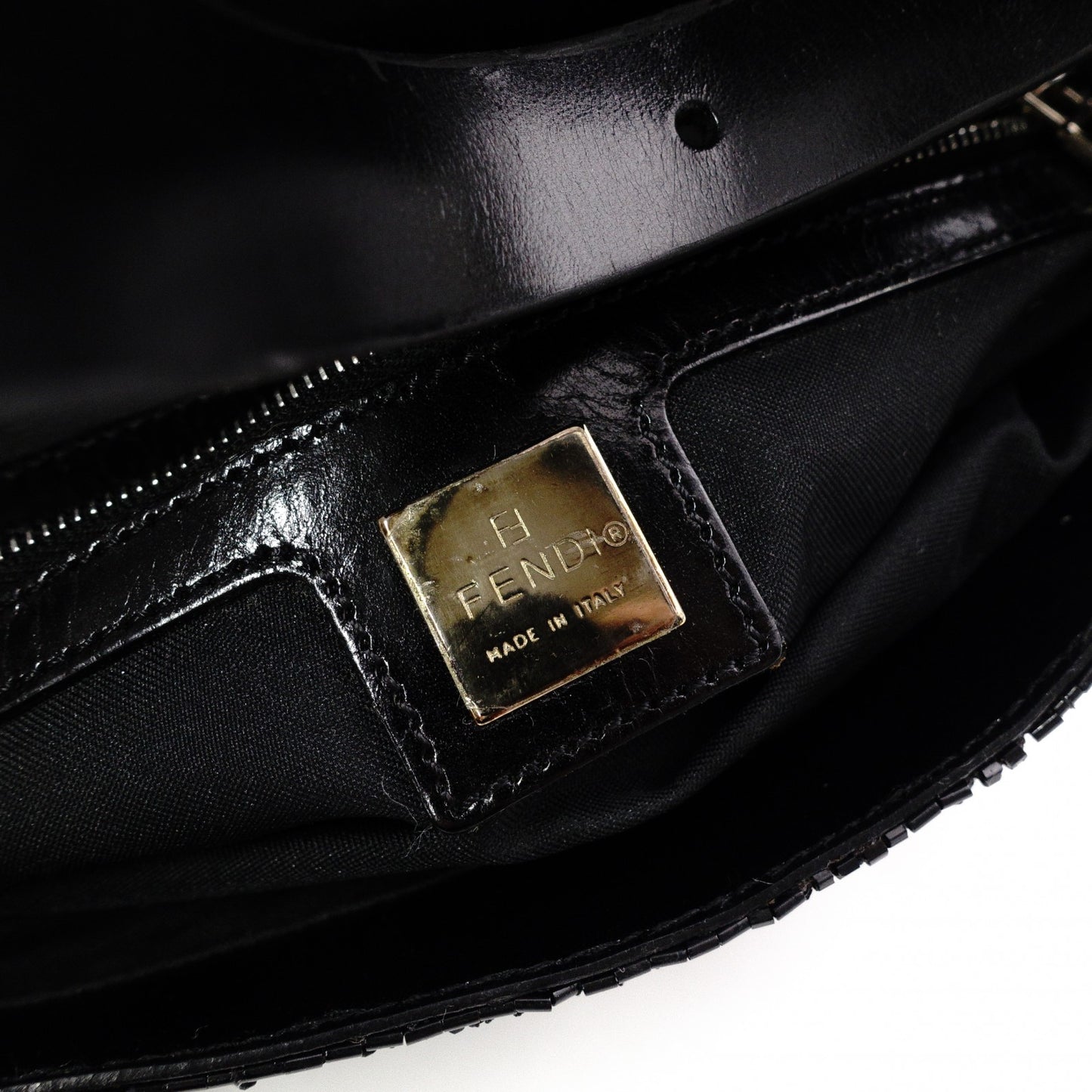 FENDI Mamma Bucket Shoulder Bag, Beads/Leather, Black, Silver Hardware