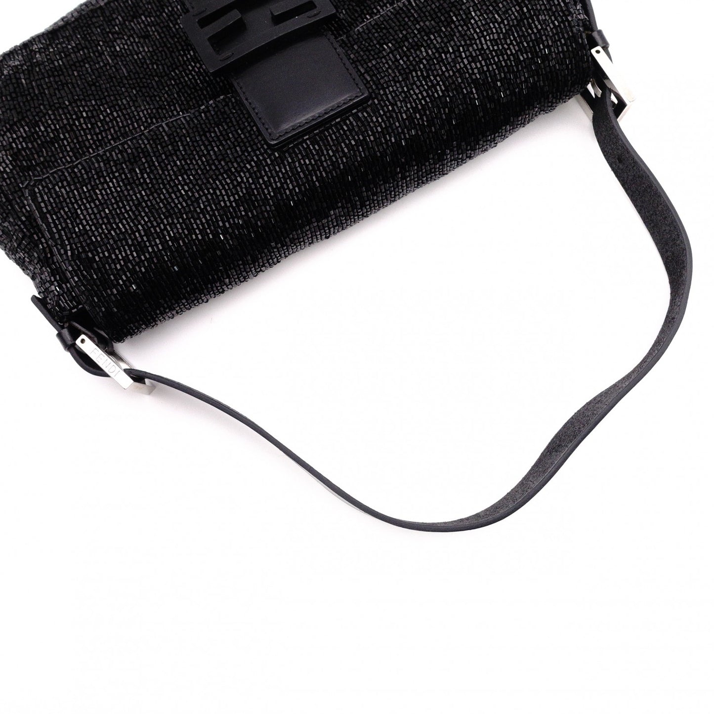 FENDI Mamma Bucket Shoulder Bag, Beads/Leather, Black, Silver Hardware