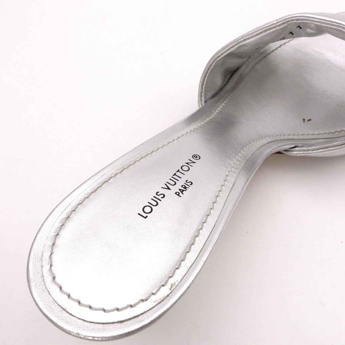 LOUIS VUITTON Revival Mules Sandals Silver leather Women