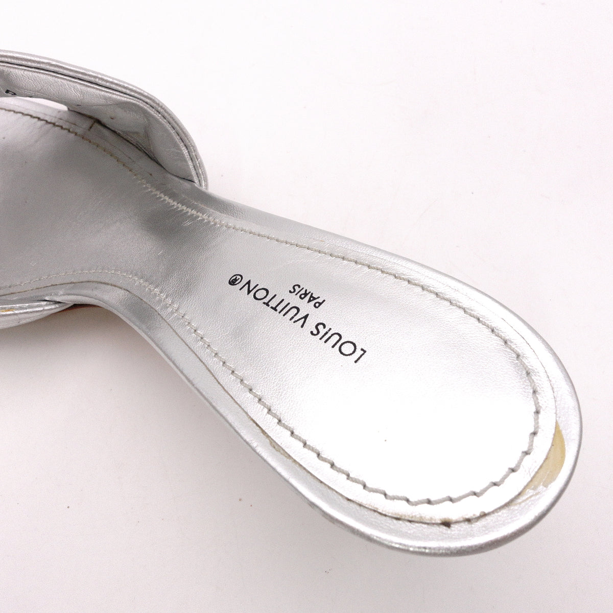 LOUIS VUITTON Revival Mules Sandals Silver leather Women
