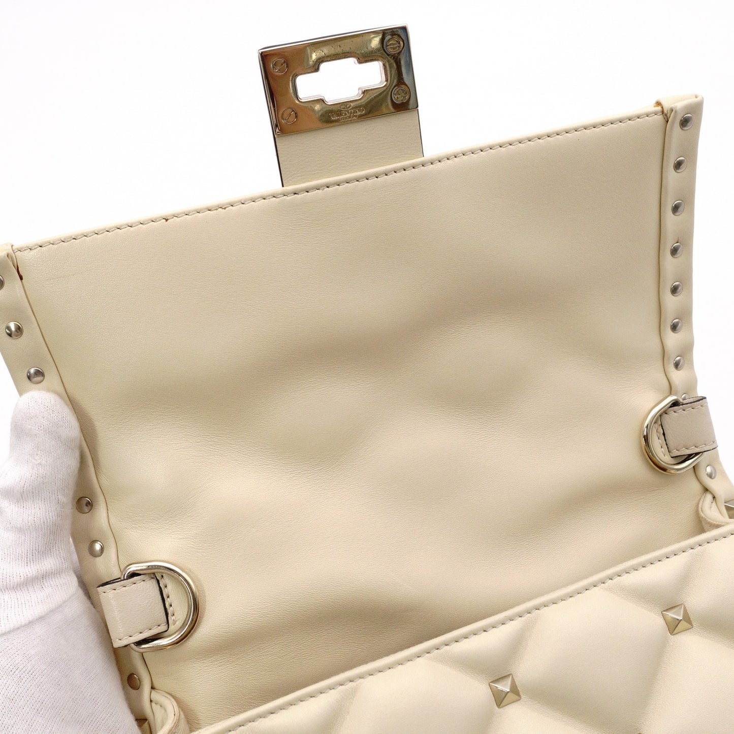 Valentino Garavani Handbag, Leather, Off-White, 2-Way