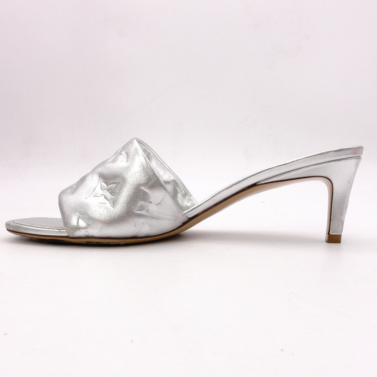 LOUIS VUITTON Revival Mules Sandals Silver leather Women
