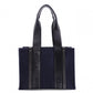 Chloe Woody Shoulder Bag, Canvas/Leather, Navy and Black Tote Bag