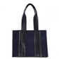 Chloe Woody Shoulder Bag, Canvas/Leather, Navy and Black Tote Bag