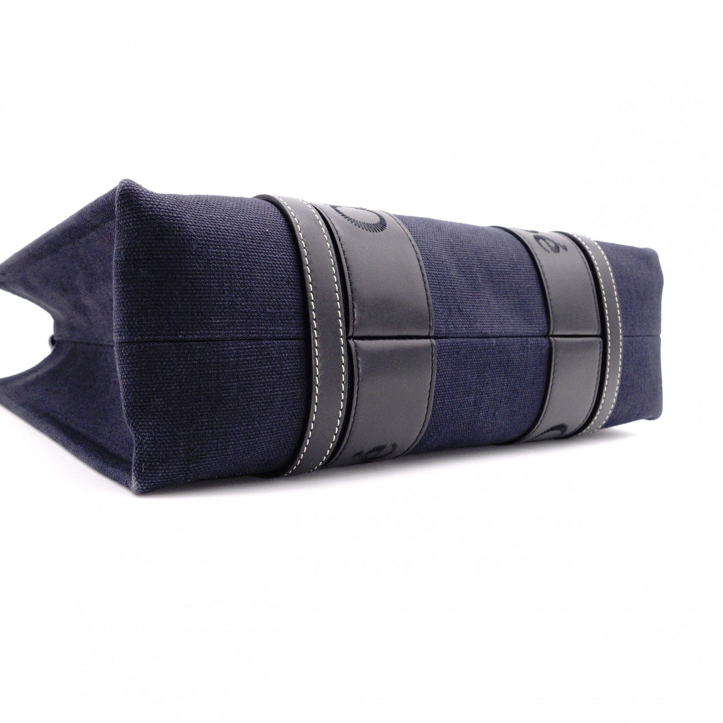 Chloe Woody Shoulder Bag, Canvas/Leather, Navy and Black Tote Bag