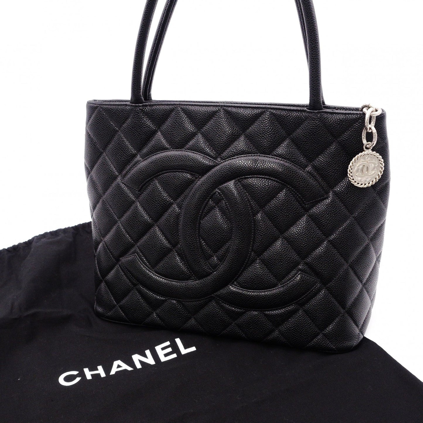CHANEL Reissue Tote, Caviar Leather Shoulder Bag, Black Leather with Silver Hardware