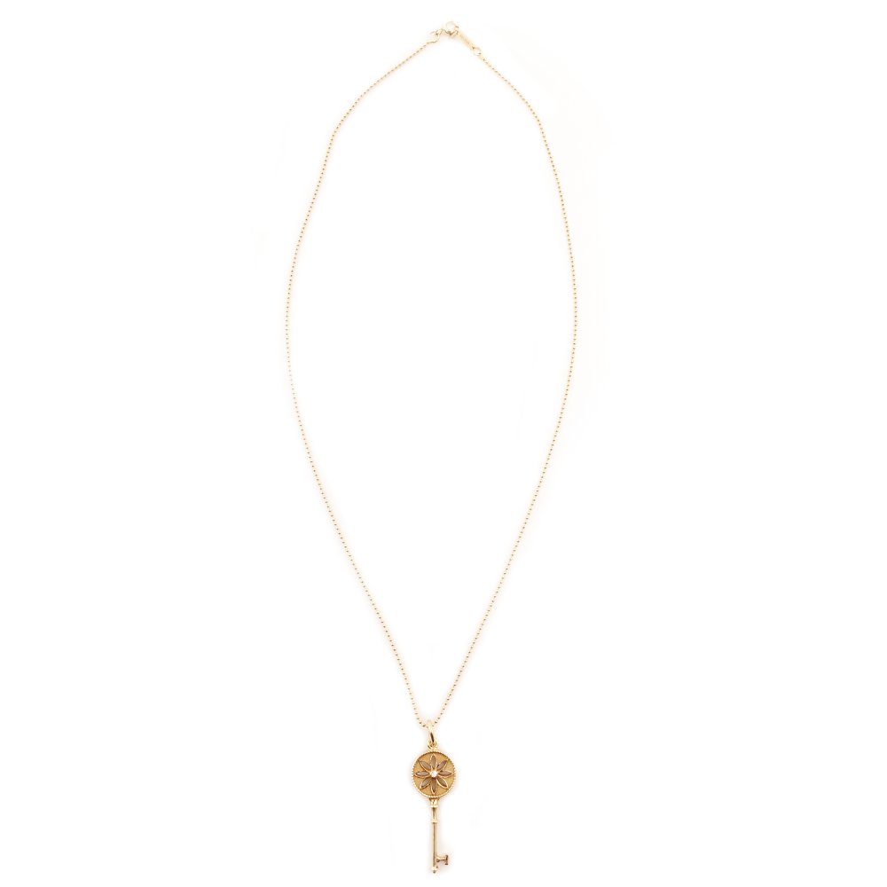 Tiffany & Co. Daisy Key Collection Pendant 18K Pink Gold 1P Diamond Necklace 18K Gold Approx. 5.4g Gold 7-10-030