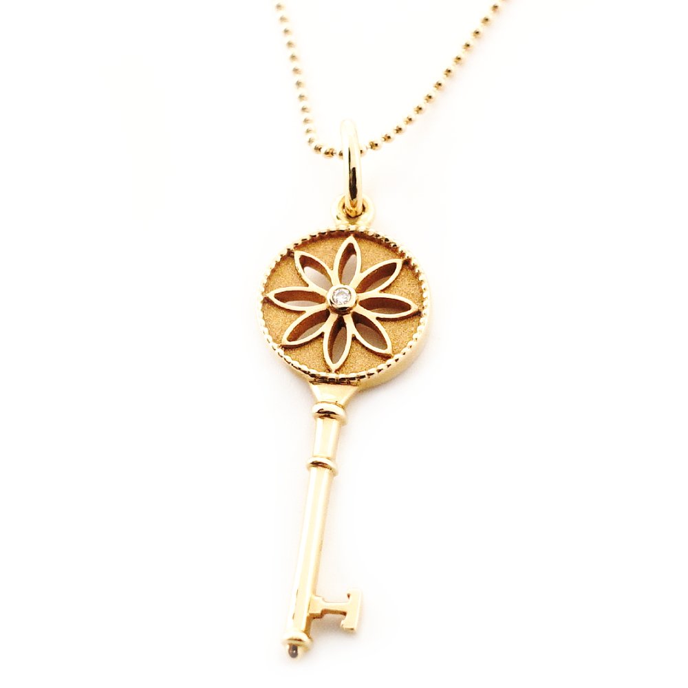 Tiffany & Co. Daisy Key Collection Pendant 18K Pink Gold 1P Diamond Necklace 18K Gold Approx. 5.4g Gold 7-10-030