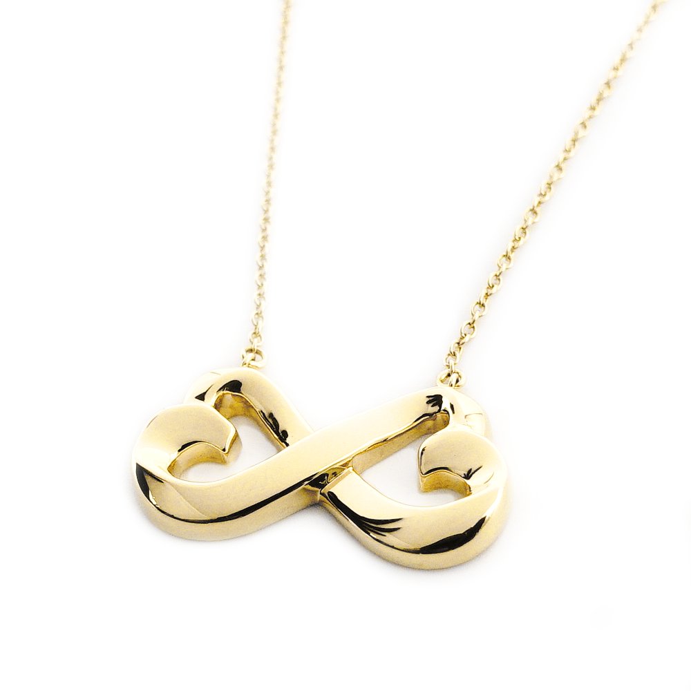 Tiffany & Co. Double Loving Heart Infinity Necklace 18K Gold Approx. 5.3g 7-10-031
