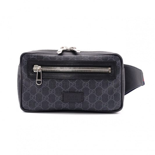GUCCI GG Supreme Body Bag, PVC/Canvas, Gray, Men's Belt Bag