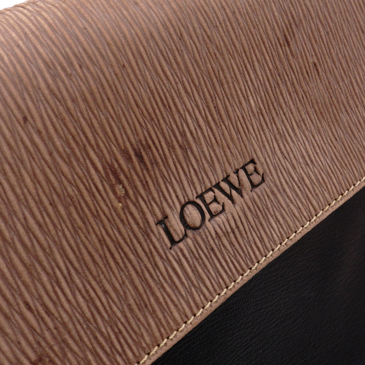 LOEWE Velázquez Handbag, Leather, Black, Women's, 2-Way, Brown, Black, Vintage
