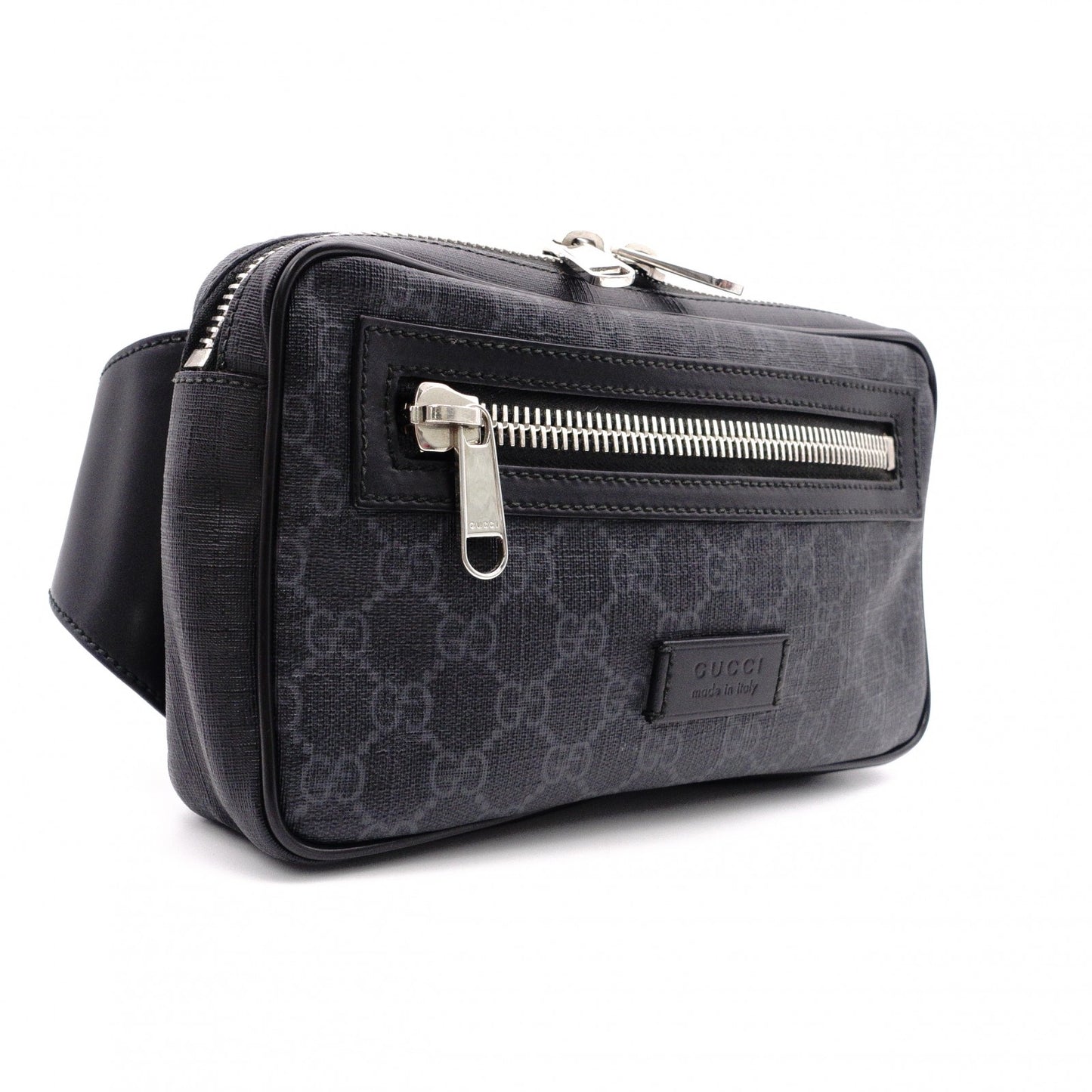 GUCCI GG Supreme Body Bag, PVC/Canvas, Gray, Men's Belt Bag
