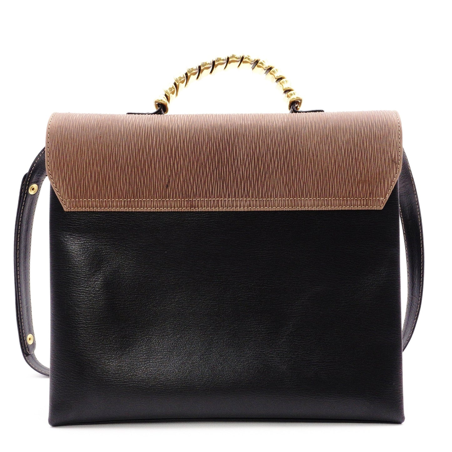 LOEWE Velázquez Handbag, Leather, Black, Women's, 2-Way, Brown, Black, Vintage