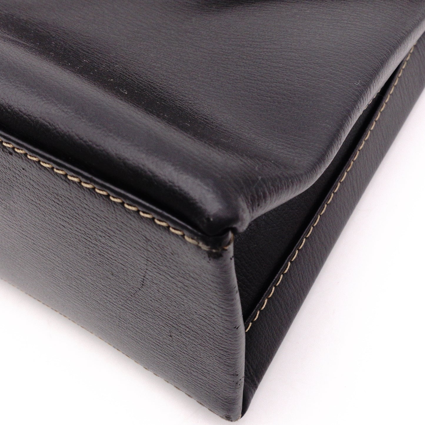 LOEWE Velázquez Handbag, Leather, Black, Women's, 2-Way, Brown, Black, Vintage