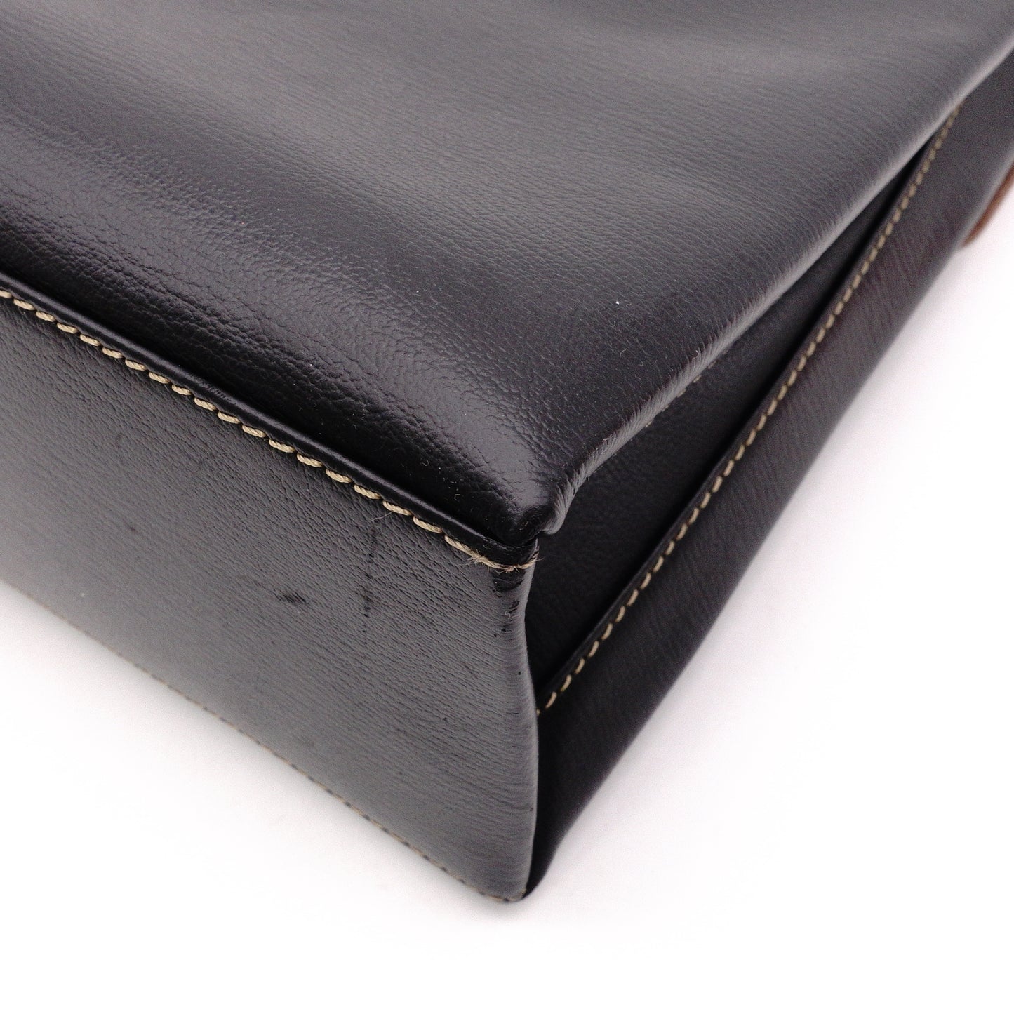 LOEWE Velázquez Handbag, Leather, Black, Women's, 2-Way, Brown, Black, Vintage