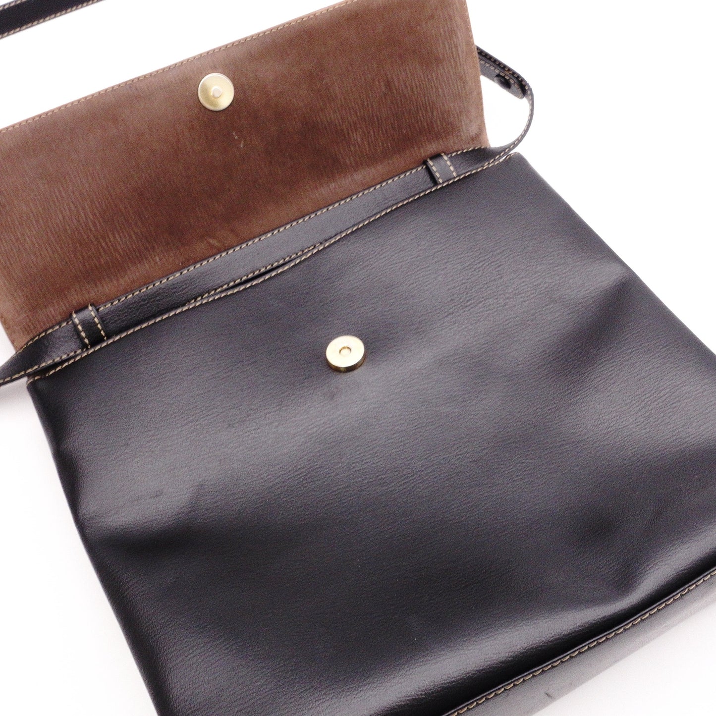 LOEWE Velázquez Handbag, Leather, Black, Women's, 2-Way, Brown, Black, Vintage