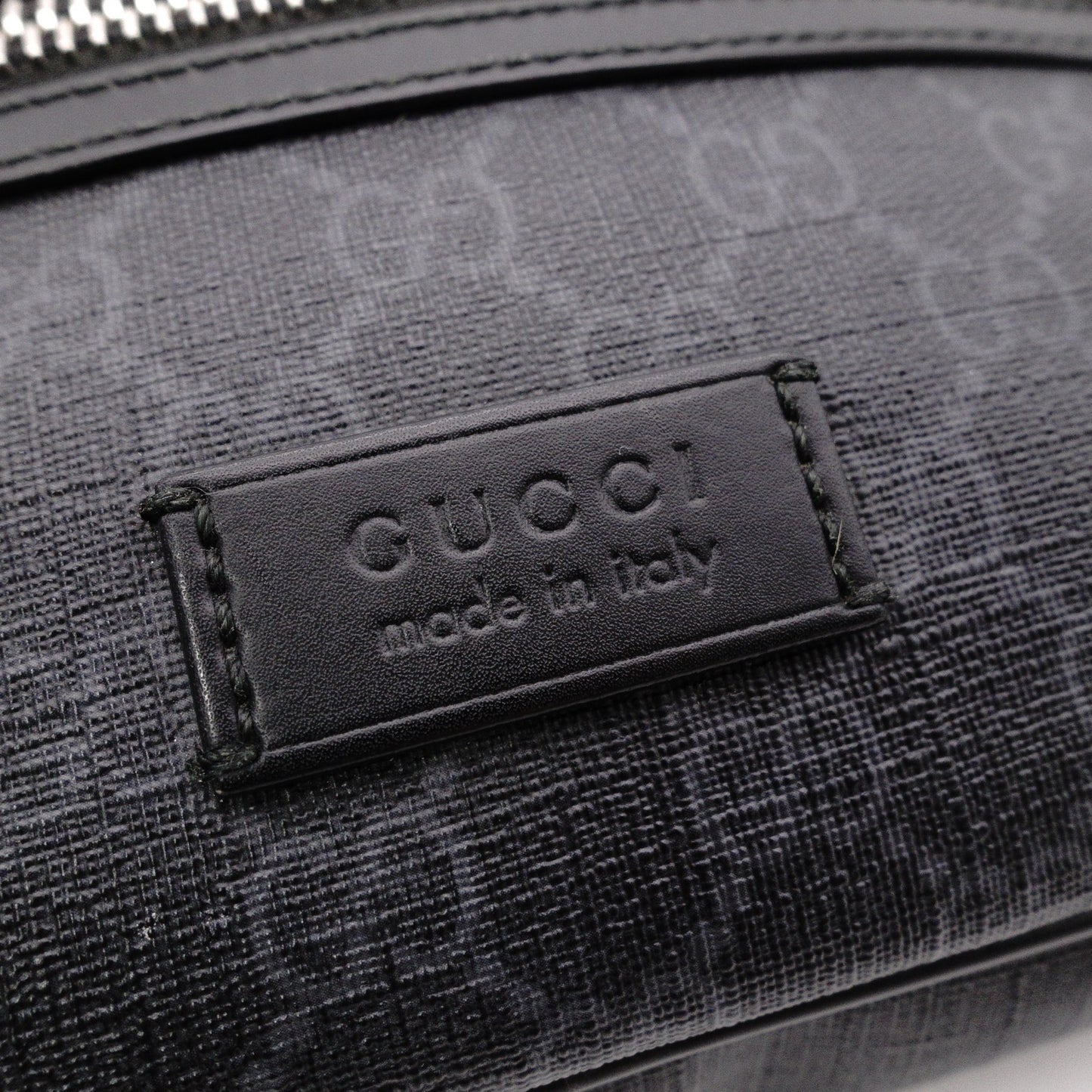 GUCCI GG Supreme Body Bag, PVC/Canvas, Gray, Men's Belt Bag