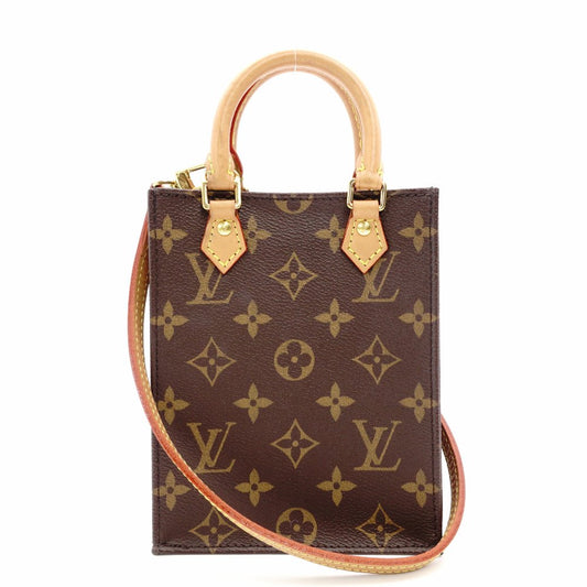 LOUIS VUITTON Petite Sac Plat Monogram Canvas 2-Way Shoulder Bag in Brown R8020083