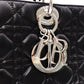 Christian Dior Lady Dior Handbag, Leather, Black, Women's, Silver Hardware, CD