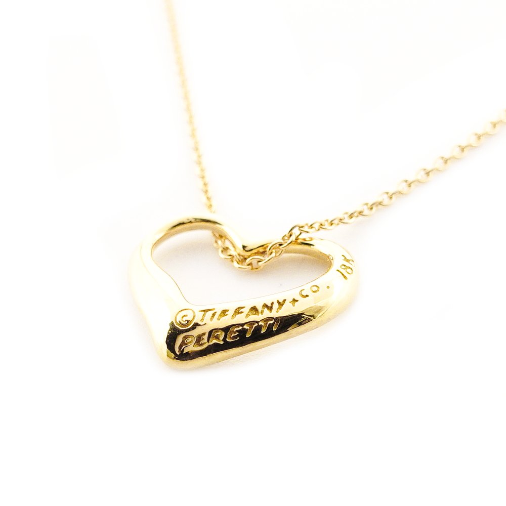 Tiffany & Co. Open Heart Necklace 18K Gold Approx. 2.7g 7-10-036