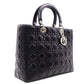 Christian Dior Lady Dior Handbag, Leather, Black, Women's, Silver Hardware, CD
