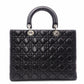 Christian Dior Lady Dior Handbag, Leather, Black, Women's, Silver Hardware, CD